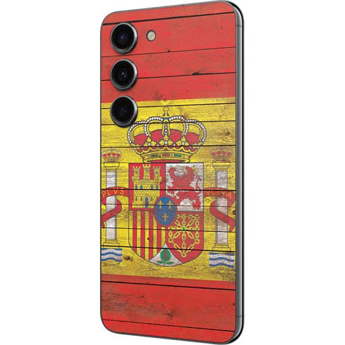 Spain Flag Dark Wood Galaxy S23 Skin